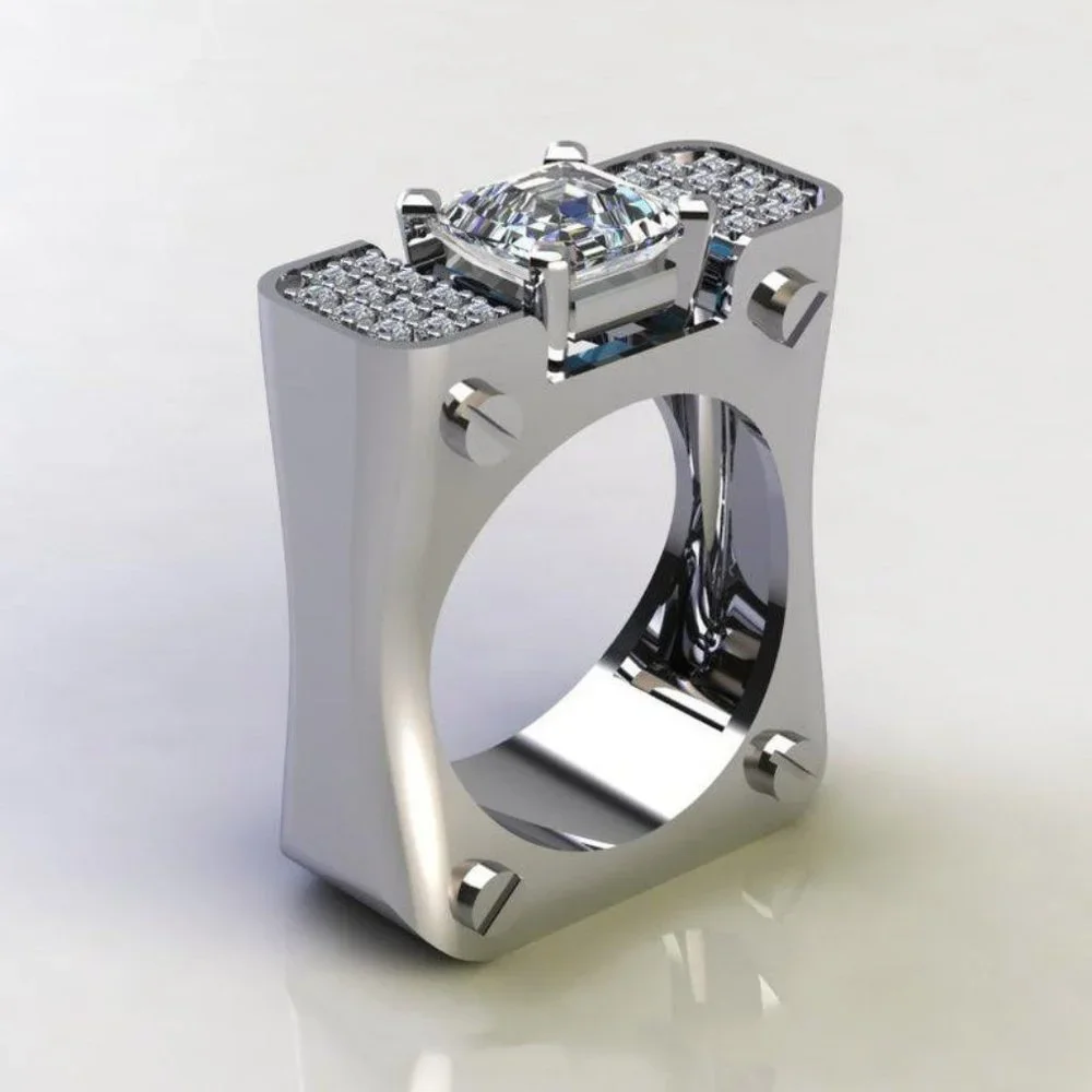 ✨ Punk Refine Cubic Princess Zircon Diamond Filled Ring for Women/Man, PD385